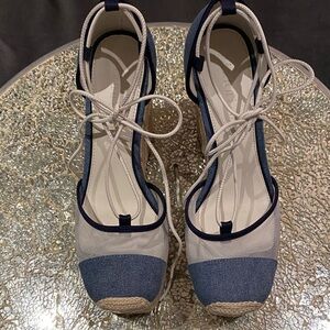 Gianni Bini New in Box Platforms Espadrilles Blue and White